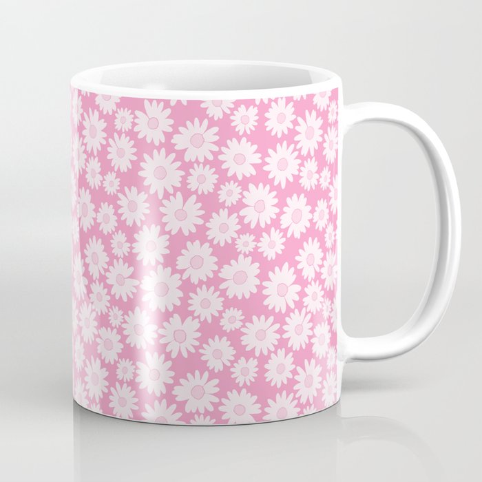Pink Daisy flowers pattern. Digital Illustration background Coffee Mug