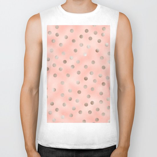 Rosy silver polka dots Biker Tank
