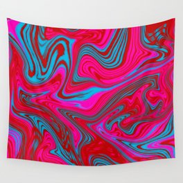 Red Wavy Grunge Wall Tapestry