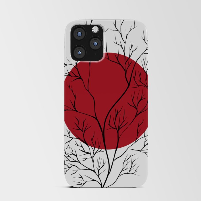 Red tree design black and white  circle  iPhone Card Case