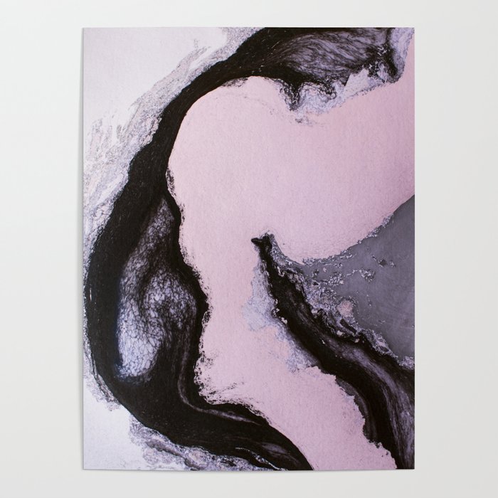 Pink and black marbling paper Poster