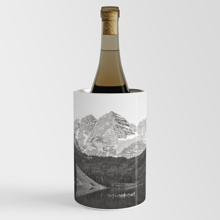 Maroon Bells Black and White Rocky Mountains Photography Wine Chiller