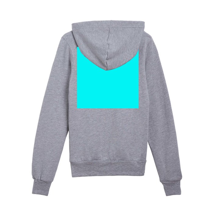 Cyan Solid Color Popular Hues Patternless Shades of Cyan Collection Hex 00ffff Kids Pullover Hoodie