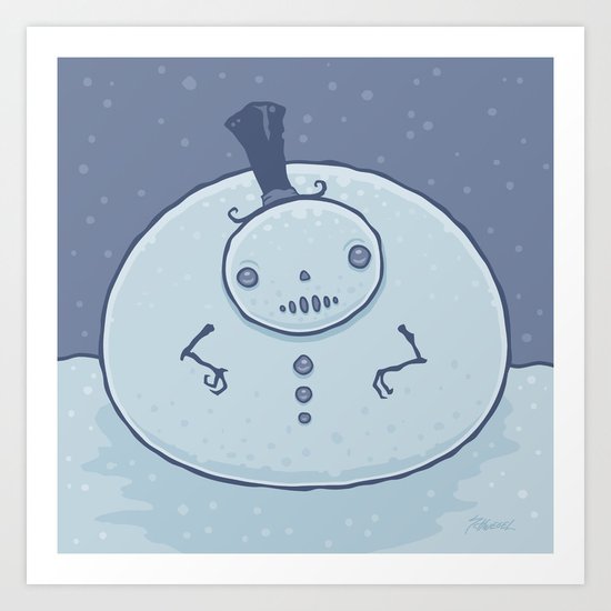 Pudgy Snowman Art Print