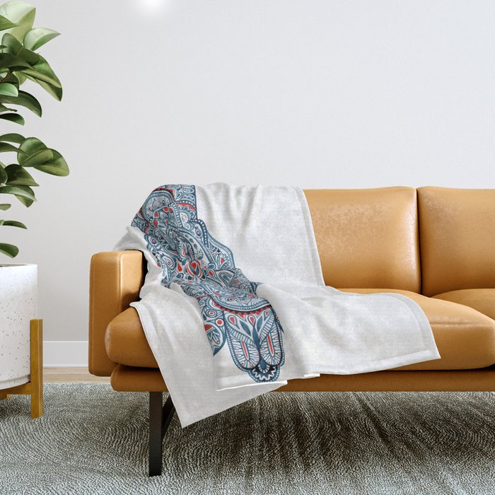 Hand painted symmetrical pattern Throw Blanket