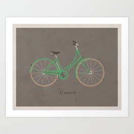 City Bike/Cruiser (with text) Art Print | Vector, Illustration, Graphic Design, Vintage 