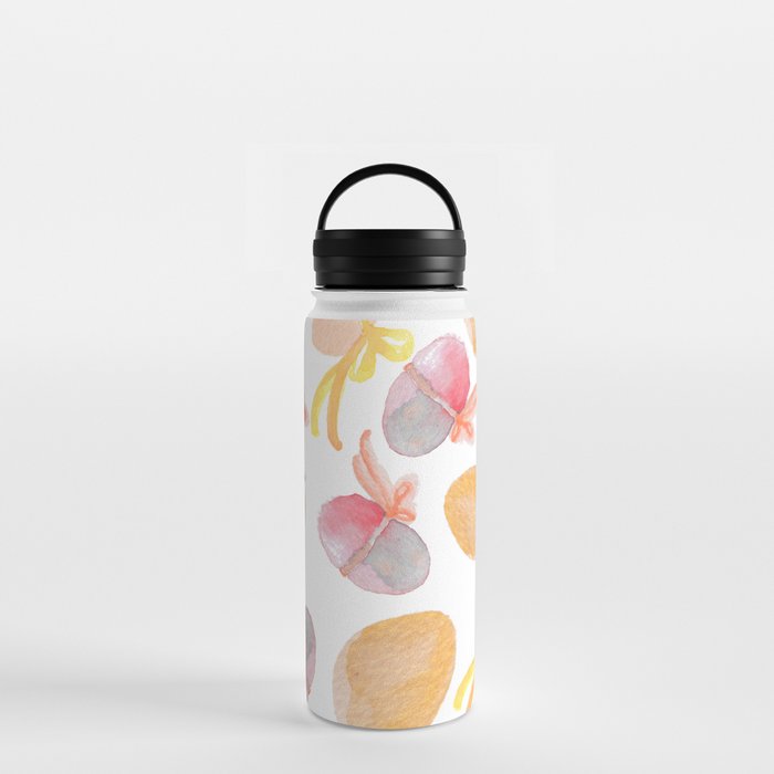 Modern Pink Lilac Lavender Yellow Watercolor Easter Eggs Water Bottle