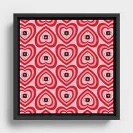 Heart Aesthetic - retro concentric hearts with crying eye  Framed Canvas