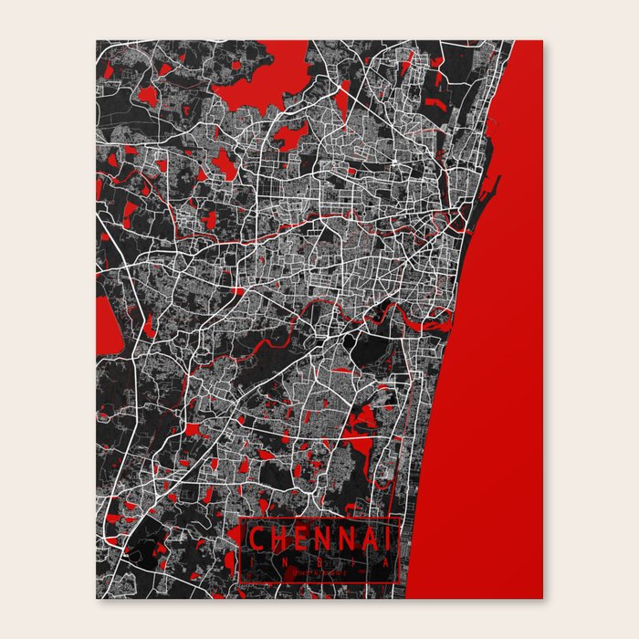 Chennai City Map of Tamil Nadu, India Oriental Canvas Print by deMAP Studio Society6