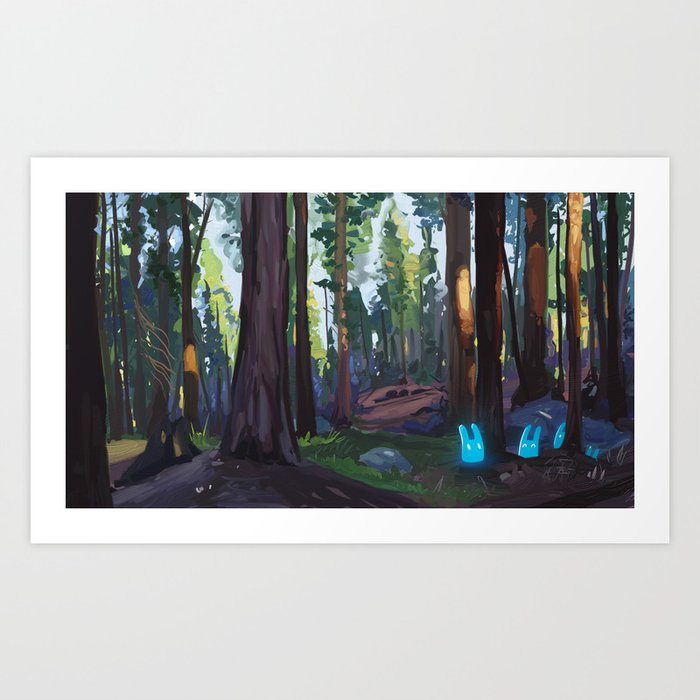 Rabbits in the woods Art Print