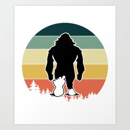 Bigfoot in the Woods Retro Sunset black Art Print | Outdoors, Nature, Big, Swamp Ape, Beach, Bigfoot Is Real, Ape, Loving, Rider, Graphicdesign 