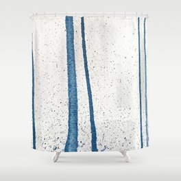 Parallel Universe [vertical]: a pretty, minimal, abstract piece in lines of vibrant blue and white Shower Curtain