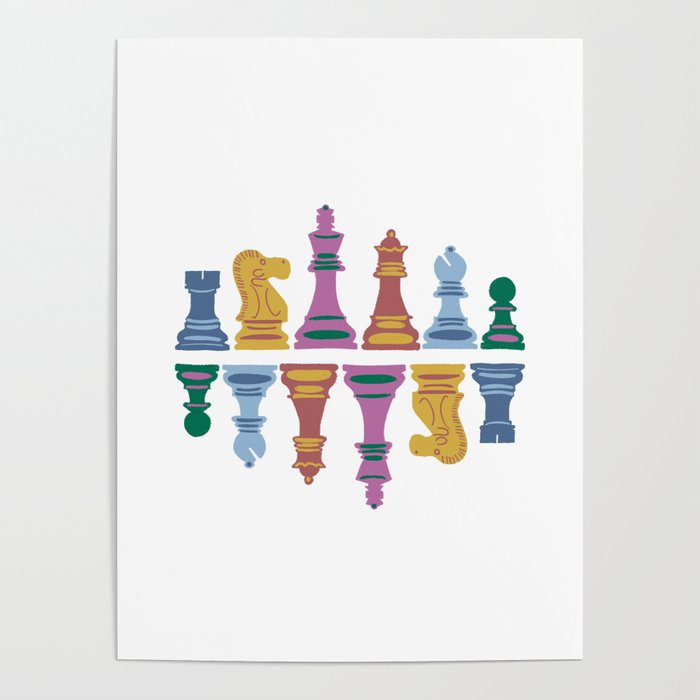 colorful chess pieces Poster