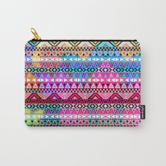 Neon Aztec | Purple Pink Neon Bright Andes Abstract Pattern Carry-All Pouch