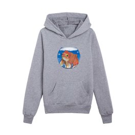 Gertrude the Goldfish in a Fishbowl  Kids Pullover Hoodies