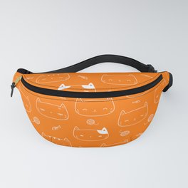 Orange and White Doodle Kitten Faces Pattern Fanny Pack