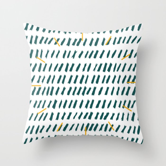 Green Ink Pattern, Abstract Pattern Throw Pillow