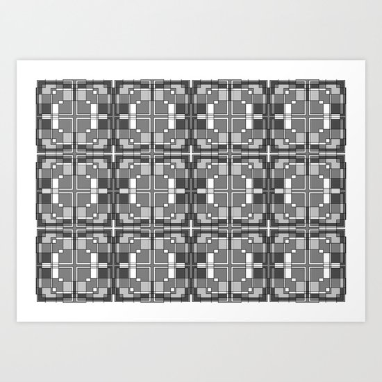 Black and White Cross Pattern Art Print