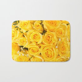 YELLOW ROSES CLUSTERED Bath Mat | Collage, Rosegardens, Yellowcolor, Digital Manipulation, Acrylic, Roseart, Roseflorals, Pattern, Gardenart, Roseflowers 