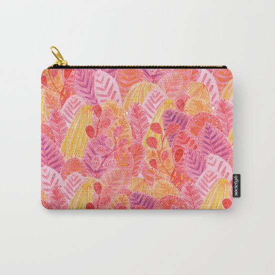 Coral Leafs Carry-All Pouch