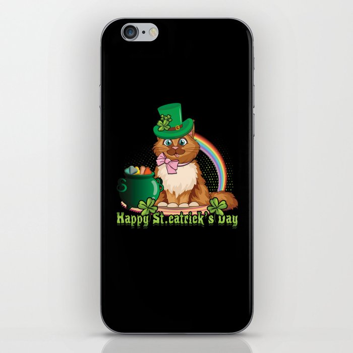 Cat St. Catricks Day Shamrock Saint Patrick's Day iPhone Skin