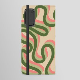 Enae - Green and Pink Retro Ribbon Swirl Pattern Android Wallet Case