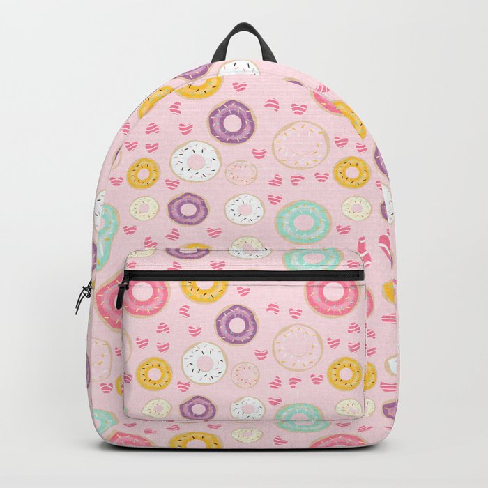 hearts and donuts pink Backpack