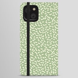 Retro Memphis Style Pattern in Sage Green and Cream iPhone Wallet Case
