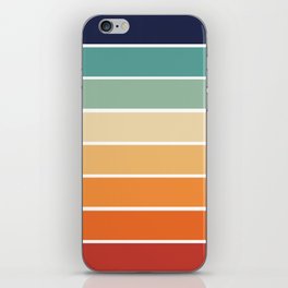 Retro rainbow palette stripes 70s on white 2 iPhone Skin
