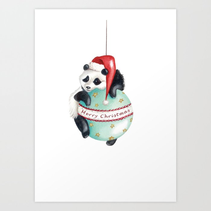 Christmas Panda Art Print