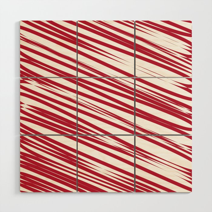 Strawberry stripes background Wood Wall Art