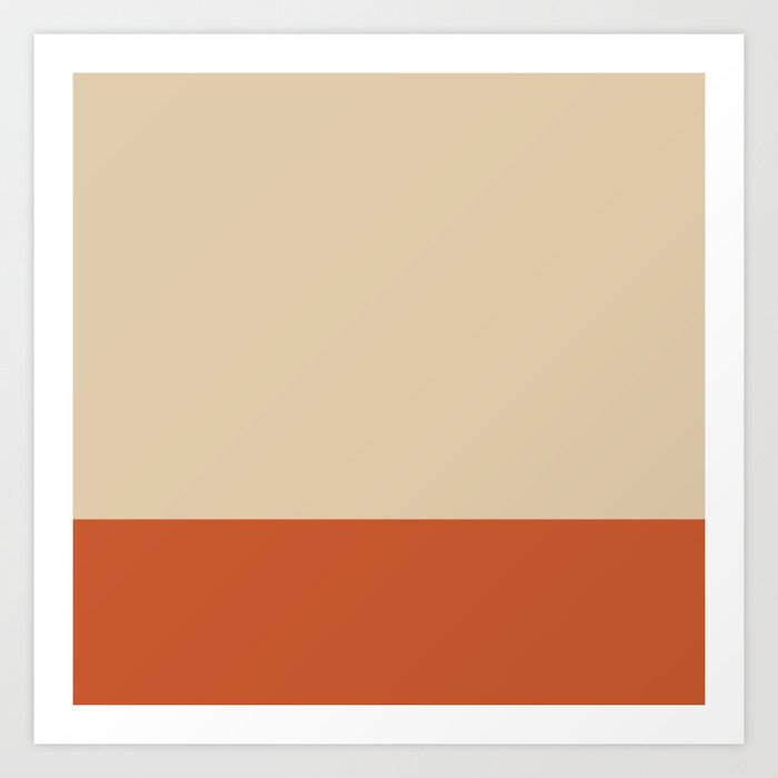 Minimalist Color Block Solid in Mid Mod Beige and Orange Art Print