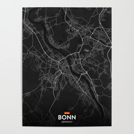 Bonn, Germany - Dark City Map Poster