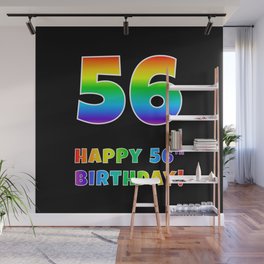 [ Thumbnail: HAPPY 56TH BIRTHDAY - Multicolored Rainbow Spectrum Gradient Wall Mural ]