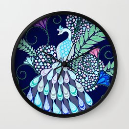 Moonlark Garden Wall Clock | Drawing, Digital, Animal, Birds, Pattern 