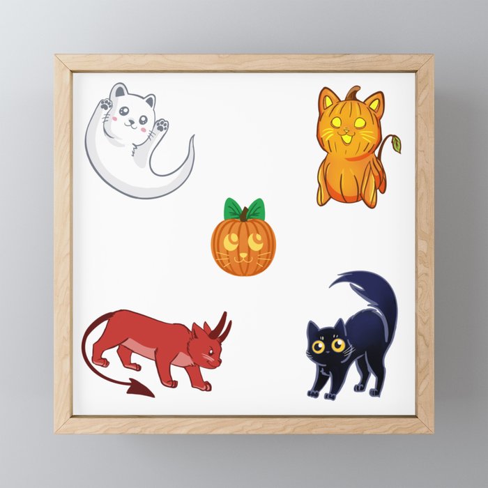 Halloween Cats Framed Mini Art Print
