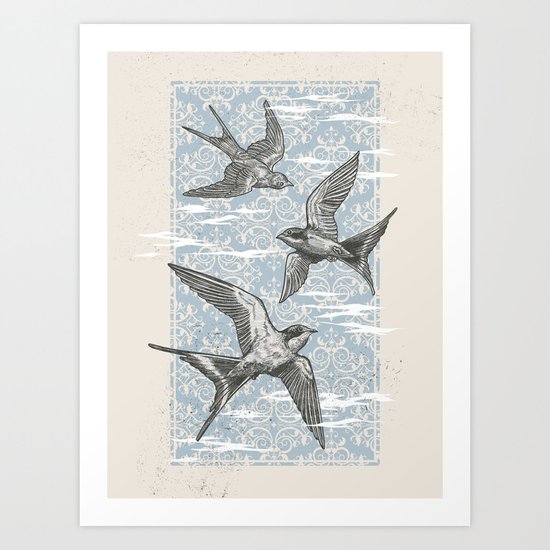 Free Bird (Three Swallows) Art Print