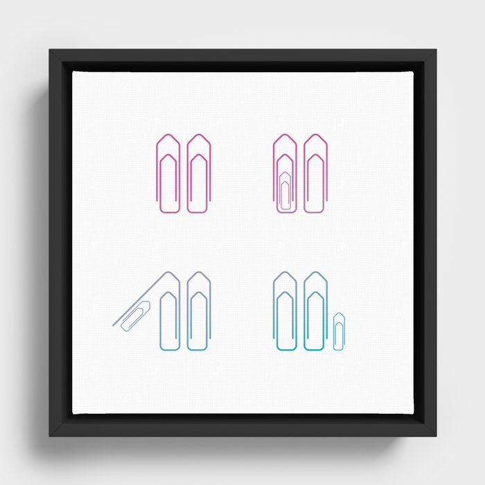 Paper Clip Love Framed Canvas