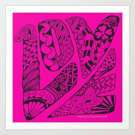 VALENTINE LOVE Out Loud Pink and Proud! Art Print | Ink, Pink, Ink Pen, Typography, Loving, Pattern, Zentangle, Vermont, Text, Illustration 
