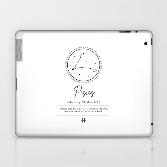 Pisces Zodiac| Black & White Laptop & iPad Skin