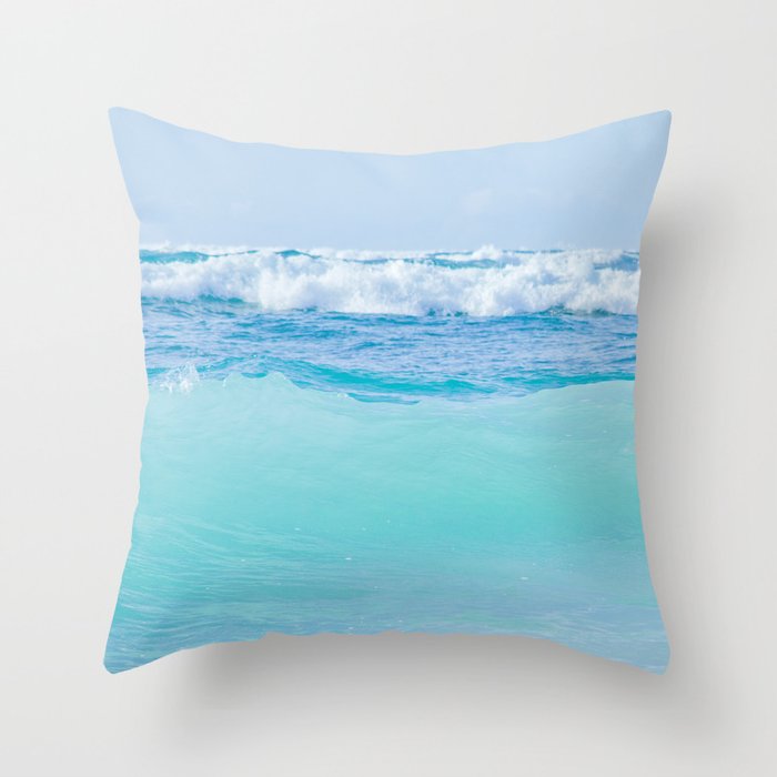 Kapukaulua Pure Blue Surf Throw Pillow