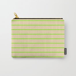 [ Thumbnail: Green & Tan Colored Striped Pattern Carry-All Pouch ]