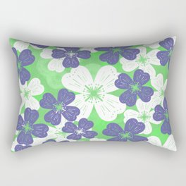 70’s Desert Flowers Periwinkle on Green Rectangular Pillow