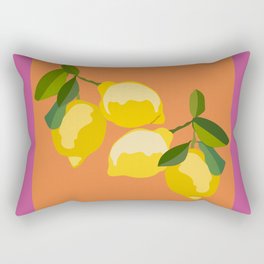Fresh Lemon Tree Art Design on Pink and Orange Rectangular Pillow