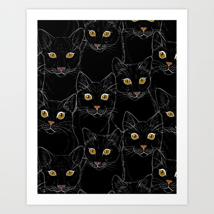 Black Cat Portraits Art Print