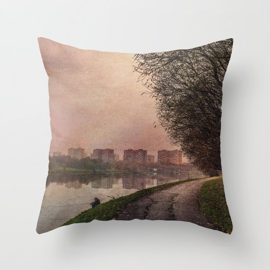 Fisherman (stylized watercolor) Throw Pillow