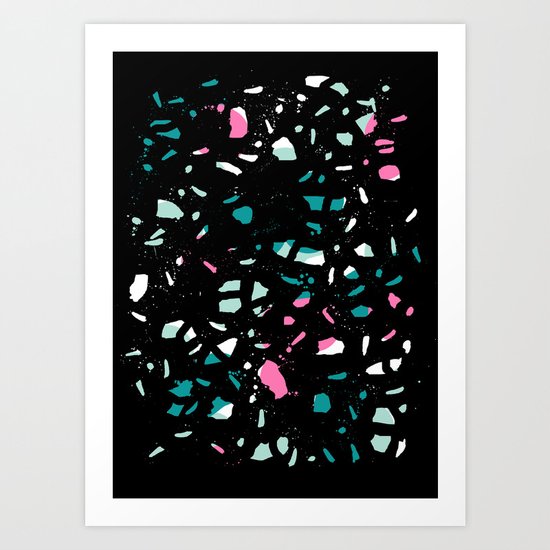 Terrazo black neon pattern trendy urban bklyn modern design paint splat pop art hipster gifts Art Print