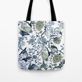 Blue vintage chinoiserie flora Tote Bag
