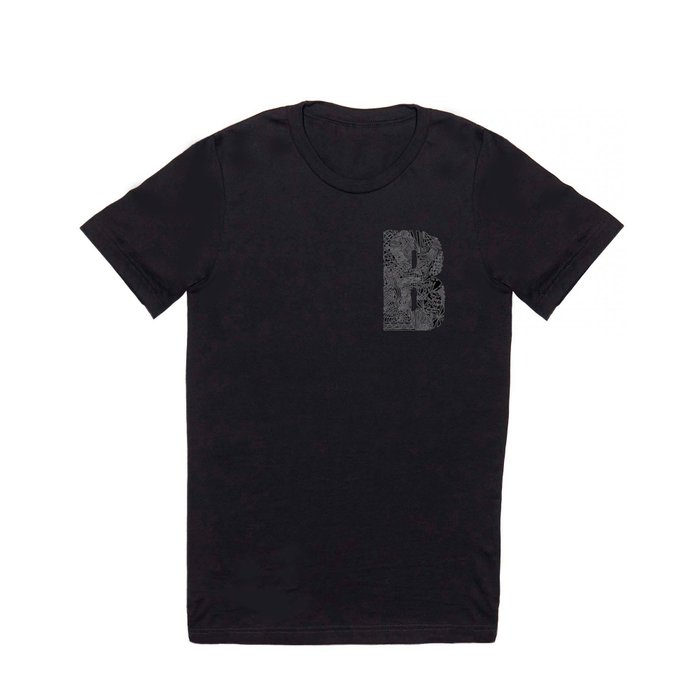 Alphabet Letter B Impact Bold Abstract Pattern (ink drawing) T Shirt