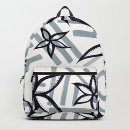 graffiti flowers : stripe Backpack | Urban, Gray, Illustration, Flowers, Silver, Abstract, Stripes, Grey, Queer Artist, Floral 